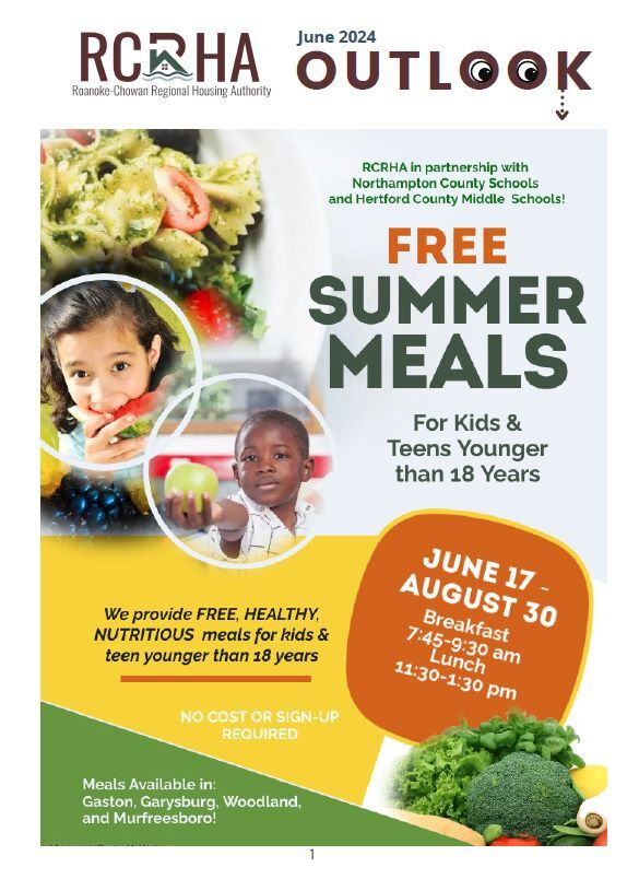 Free Summer Meals Flyer, all information as listed below.