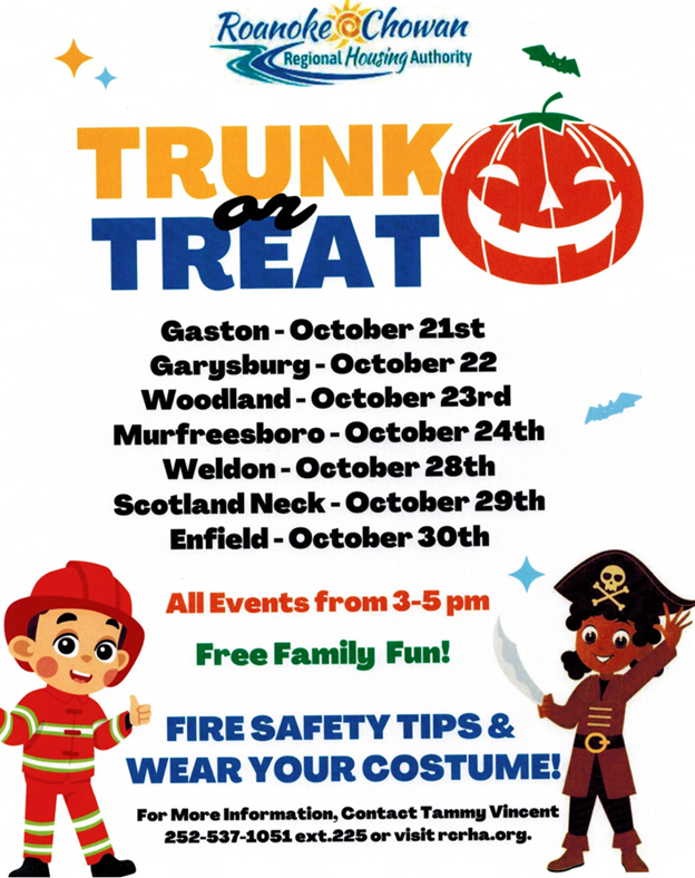 Trunk or Treat Flyer. All information on this flyer is listed above.