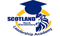 Half of a lion\'s head with a graduation cap on top. Scotland Neck Elementary Leadership Academy. 