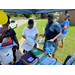 People getting supplies at the Back to School Bash.