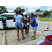 Women getting supplies at the Back to School Bash.